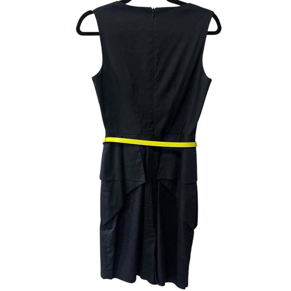 Vince Camuto V Neck Sleeveless Peplum Body Con Dress w/ Belt Black Size 4 - Picture 2 of 6